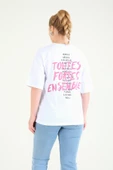 Kadın Baskılı Oversize T-Shirt Beyaz - 4
