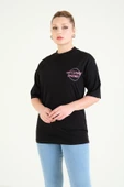 Kadın Baskılı Oversize T-Shirt Siyah - 3