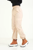 Kadın Kargo Cep Bilek Bağcıklı Paraşüt Pantolon Camel thumbnail 5