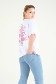 Kadın Baskılı Oversize T-Shirt Beyaz - 5