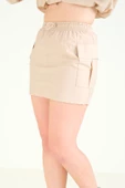 Kadın Paraşüt Mini Etek Camel - 6