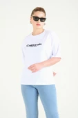 Kadın Baskılı Oversize T-Shirt Beyaz - 2