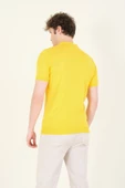 Erkek Çıtçıtlı Desenli Polo Yaka Merserize T-Shirt Sarı - 4
