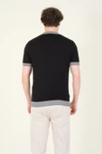 Erkek Yarım Balıkçı Merserize T-Shirt Siyah - 6