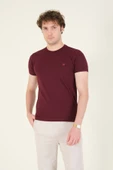 Erkek Sıfır Yaka Basic T-Shirt Bordo thumbnail 2
