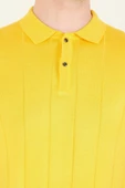 Erkek Çizgili Polo Yaka Merserize T-Shirt Sarı - 6