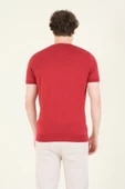 Erkek  Sıfır Yaka Merserize T-Shirt Bordo - 6
