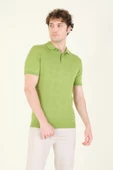 Erkek Çıtçıtlı Desenli Polo Yaka Merserize T-Shirt Yeşil thumbnail 1