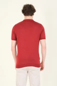 Erkek Çıtçıtlı Desenli Polo Yaka Merserize T-Shirt Bordo - 5