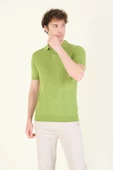 Erkek Çıtçıtlı Desenli Polo Yaka Merserize T-Shirt Yeşil thumbnail 2