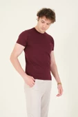 Erkek Sıfır Yaka Basic T-Shirt Bordo thumbnail 1