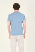 Erkek Sıfır Yaka Basic T-Shirt Mavi thumbnail 6