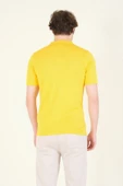 Erkek Çizgili Polo Yaka Merserize T-Shirt Sarı - 5