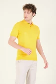 Erkek Yanları Desenli  Polo Yaka  Merserize T-Shirt Sarı - 2