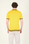 Erkek Renkli Yaka Yarım Fermuarlı Polo Yaka Merserize T-Shirt Sarı - 6