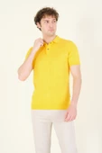 Erkek Çıtçıtlı Desenli Polo Yaka Merserize T-Shirt Sarı - 1