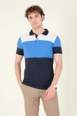 Erkek Üç Renkli Polo Yaka T-Shirt Lacivert - 1