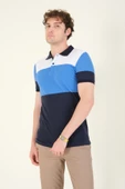 Erkek Üç Renkli Polo Yaka T-Shirt Lacivert - 5