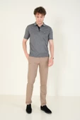 Erkek Desenli Cepli Polo Yaka T-Shirt Siyah - 5