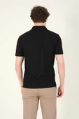 Erkek Dokulu Cepli Polo Yaka T-Shirt Siyah - 6