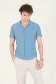 Erkek Gömlek Yaka Düğmeli Dokulu Penye Gömlek Su Yeşili - 3