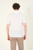 Erkek Jakarlı Cepli Polo Yaka T-Shirt Beyaz - 6