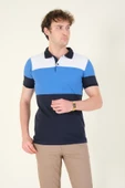 Erkek Üç Renkli Polo Yaka T-Shirt Lacivert - 2