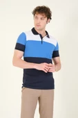 Erkek Üç Renkli Polo Yaka T-Shirt Lacivert - 3