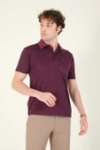 Erkek Polo Yaka Cepli T-Shirt Mürdüm - 5