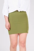 Kadın Astarlı Duz Mini Etek Yeşil - 6