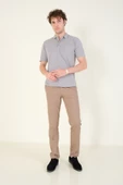 Erkek Süprem Kumaş Cepli Polo Yaka T-Shirt Gri - 5