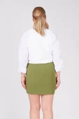 Kadın Astarlı Duz Mini Etek Yeşil - 5