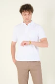 Erkek Polo Yaka Cepli T-Shirt Beyaz thumbnail 2