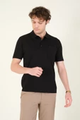 Erkek Süprem Kumaş Cepli Polo Yaka T-Shirt Siyah - 2