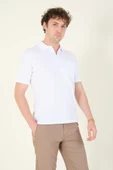 Erkek Polo Yaka Cepli T-Shirt Beyaz thumbnail 1