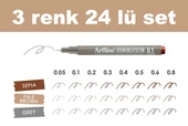 Artline Teknik Çizim Kalemi Set 24lü kahve-Gri-Sepia tonlar - 1