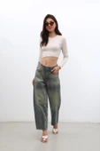 Kadın Yüksek Bel Skater Fit Jean Pantolon Tint Yeşil - 4