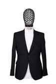 Slim Fit Yünlü Klasik Desenli Lacivert Ceket - 1