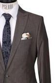 Slim Fit Pamuklu Kahverengi Takım Elbise - 3