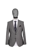 Slim Fit Yünlü Gri Takım Elbise - 2