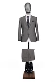 Slim Fit Yünlü Gri Takım Elbise - 1