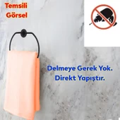 Metal Bez Havluluk Aparatı Yapışkanlı Lavabo Banyo Mutfak Standı Bez Havlu Askısı Paslanmaz Siyah - 4