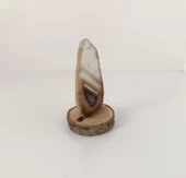 Doğal Taş Plaka Akik Kahverengi Ahşap Standlı Dekoratif Obje Biblo Traverten - 3