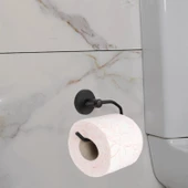 Siyah WC Kağıt Standı Tuvalet Kağıtlık Aparat Paslanmaz Metal - 4