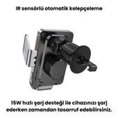 Coofbe Süper Hızlı Havalandırma 15W Araç Şarj Cihazı Araç Telefon Tutucu Araç Şarjlı Telefon Tutucu - 5