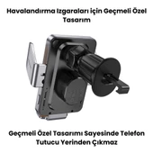 Coofbe Süper Hızlı Havalandırma 15W Araç Şarj Cihazı Araç Telefon Tutucu Araç Şarjlı Telefon Tutucu - 4