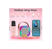 Kablosuz Mikrofonlu Karaoke Makinesi Taşınabilir Bluetooth Hoparlör Seti - 3