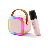 Kablosuz Mikrofonlu Karaoke Makinesi Taşınabilir Bluetooth Hoparlör Seti - 1