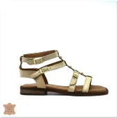 Janestt Kadın Hakik Deri Zımbalı Bodrum Sandalet 265-16222 - 5