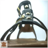 Janestt Kadın Hakik Deri Zımbalı Bodrum Sandalet 265-16222 - 4